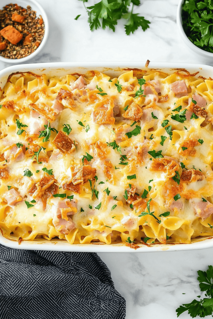 Easy Ham and Noodle Casserole Recipe