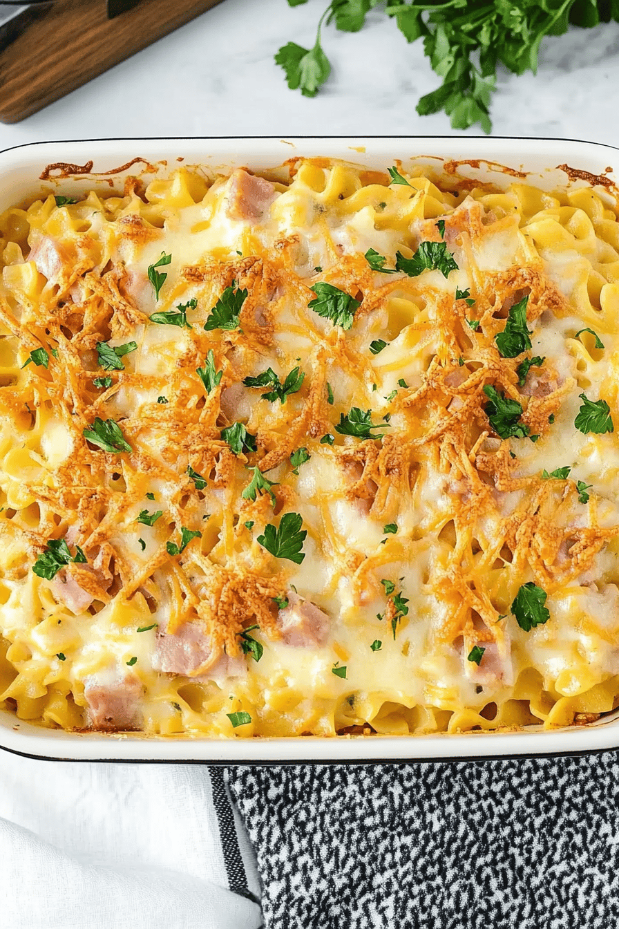 Easy Ham and Noodle Casserole Recipe Final Dish Presentation