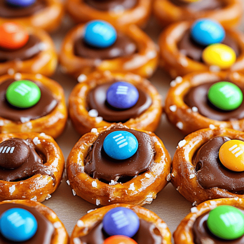 Easy Hershey Kiss Pretzels with M&Ms