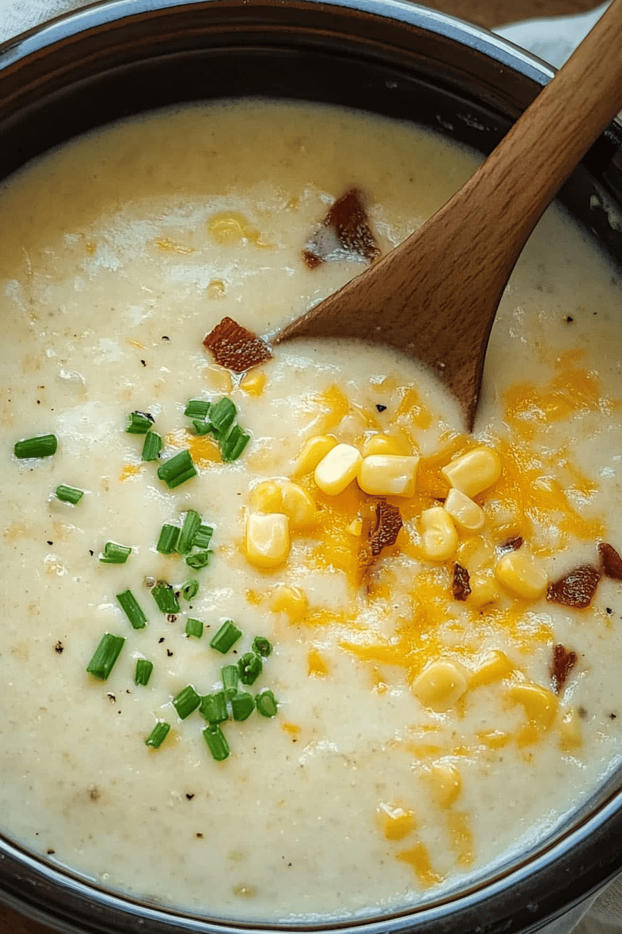 Easy Instant Pot Potato Corn Chowder Final Dish Presentation