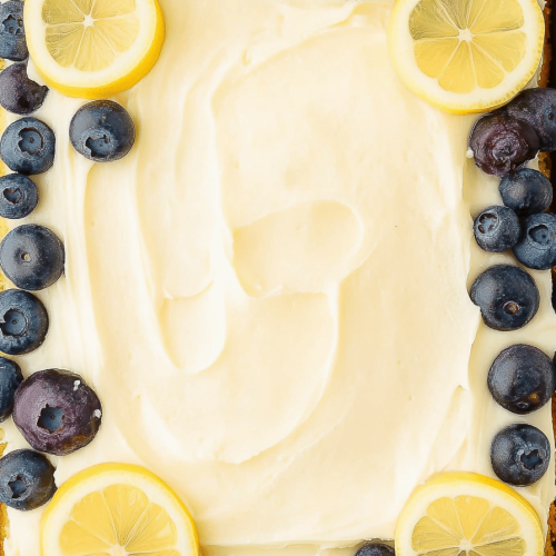 Easy Lemon Blueberry Sheet Cake with Cream Cheese Frosting