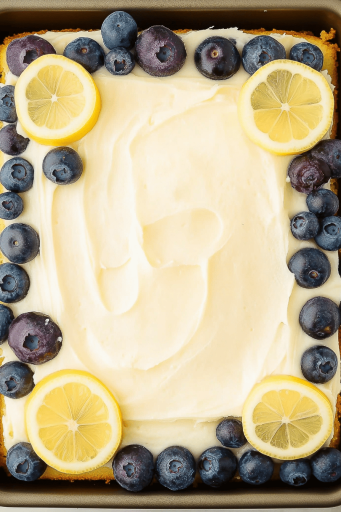 Easy Lemon Blueberry Sheet Cake with Cream Cheese Frosting