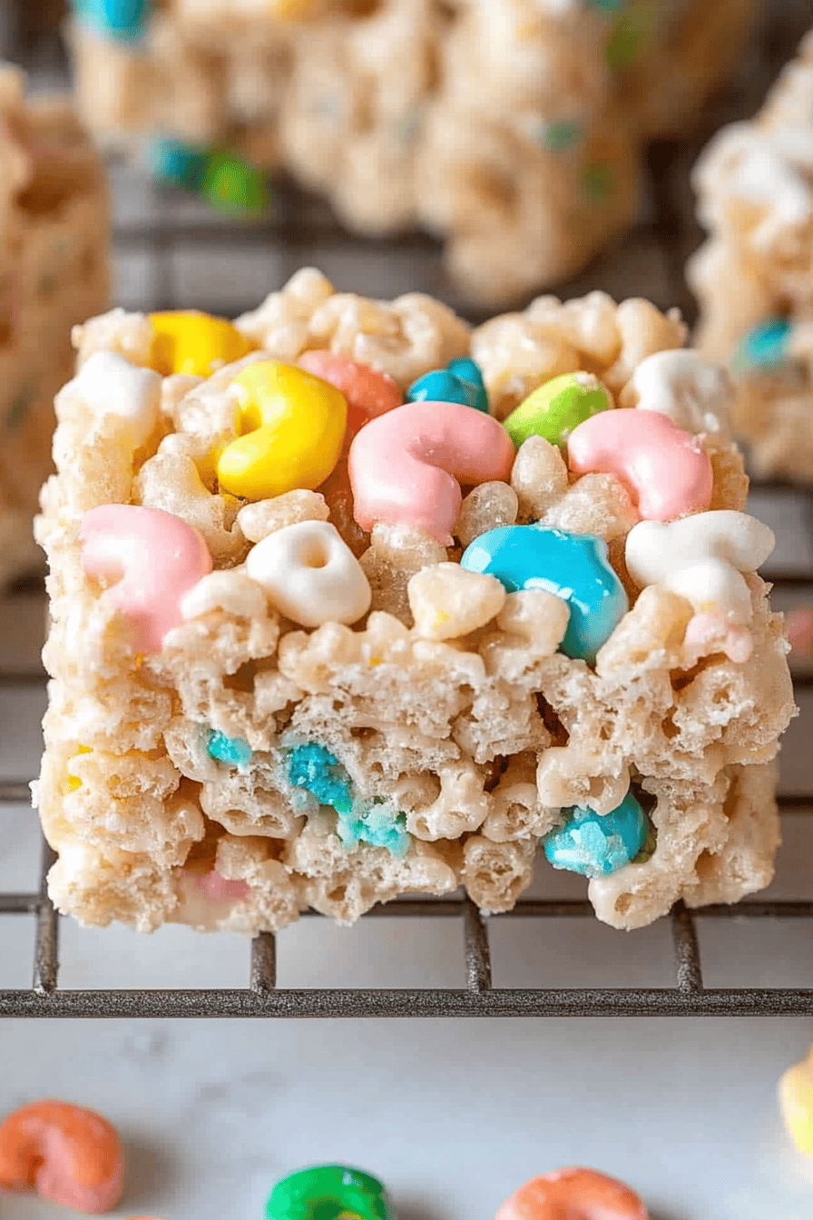 Easy Lucky Charm Rice Krispie Treats Recipe Final Dish Presentation