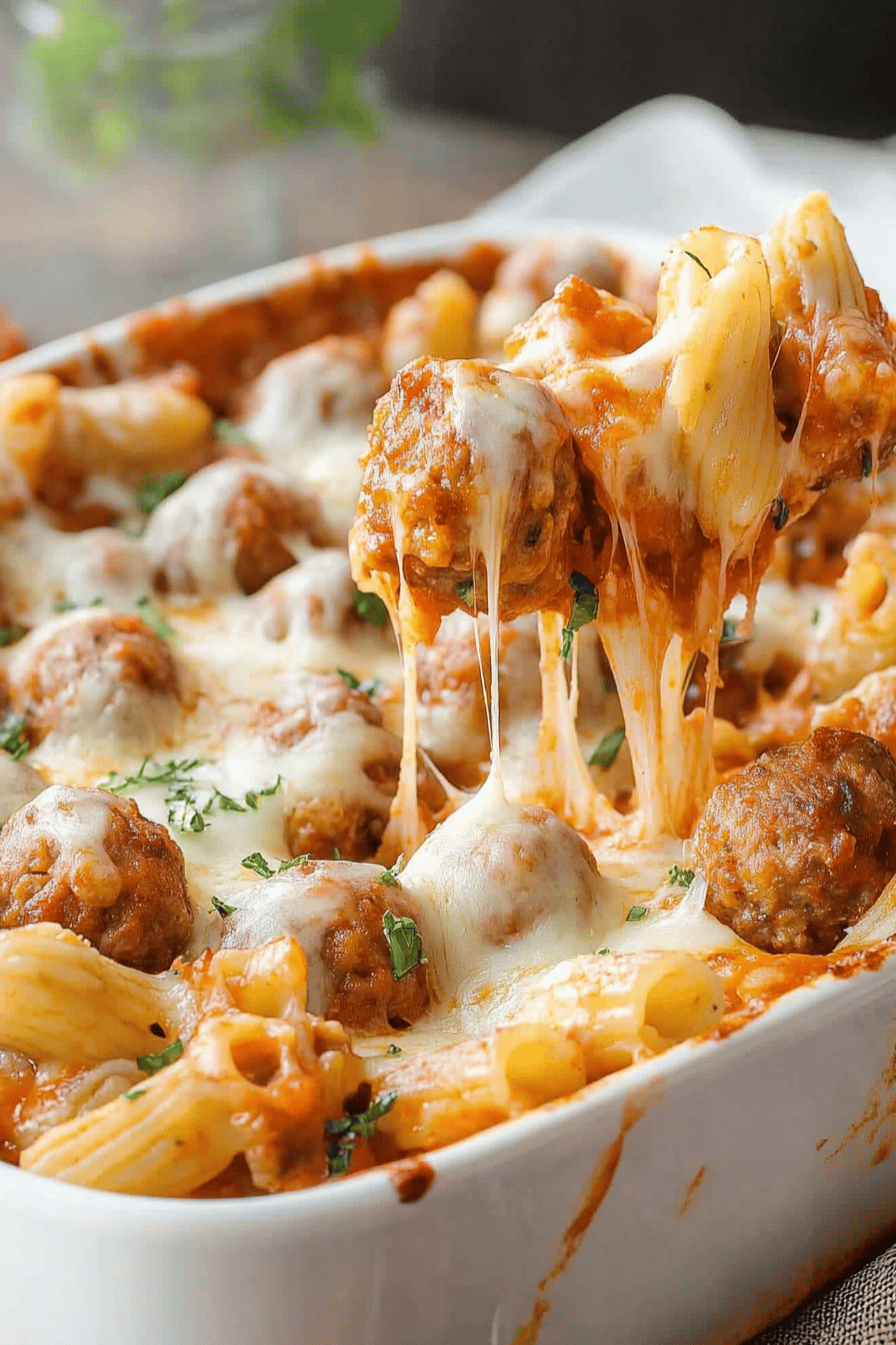 Easy Meatball Casserole Recipe Final Dish Presentation