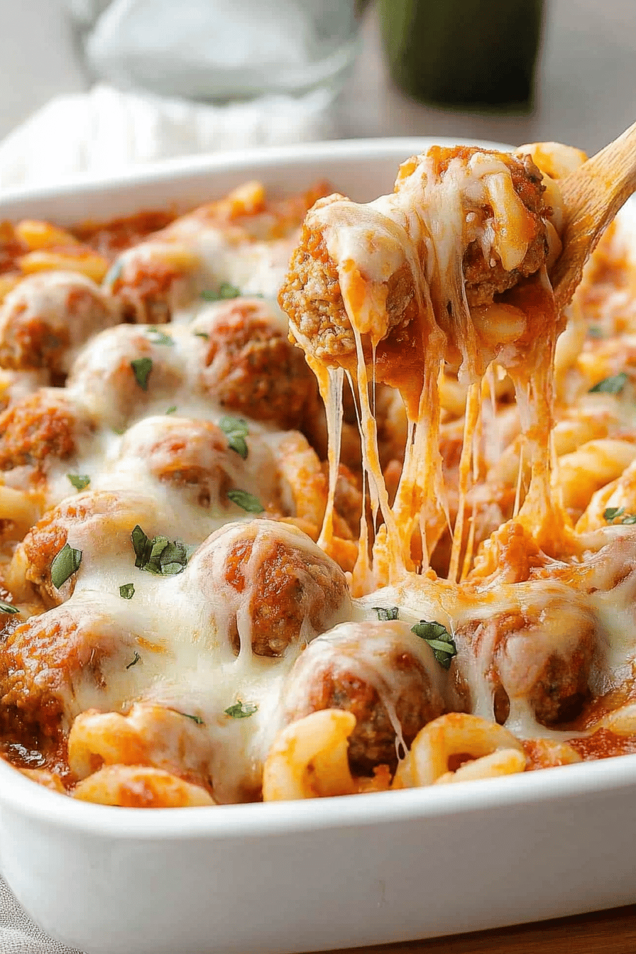 Easy Meatball Casserole Recipe Final Dish Presentation
