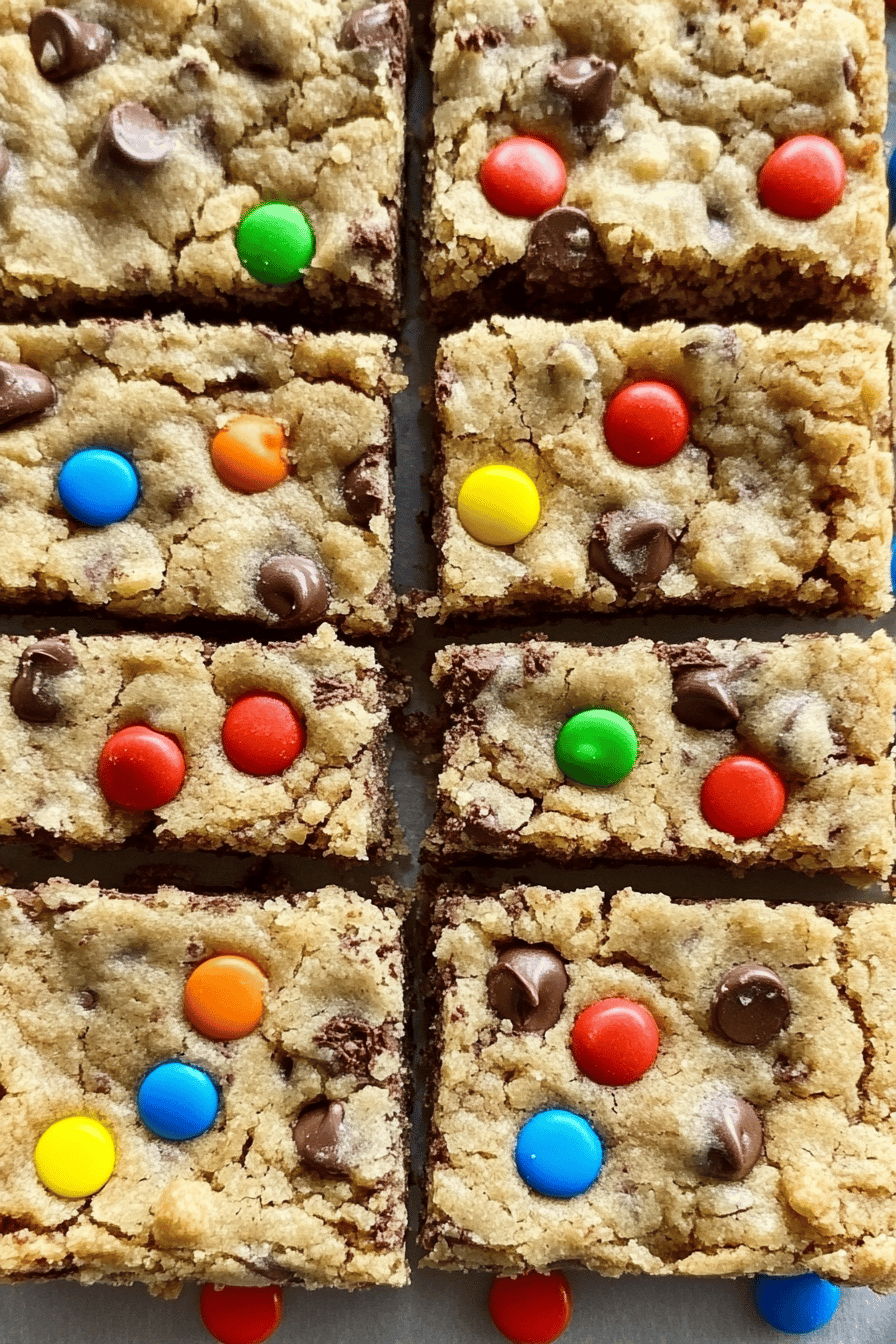 Easy Monster Cookie Bars Recipe Final Dish Presentation