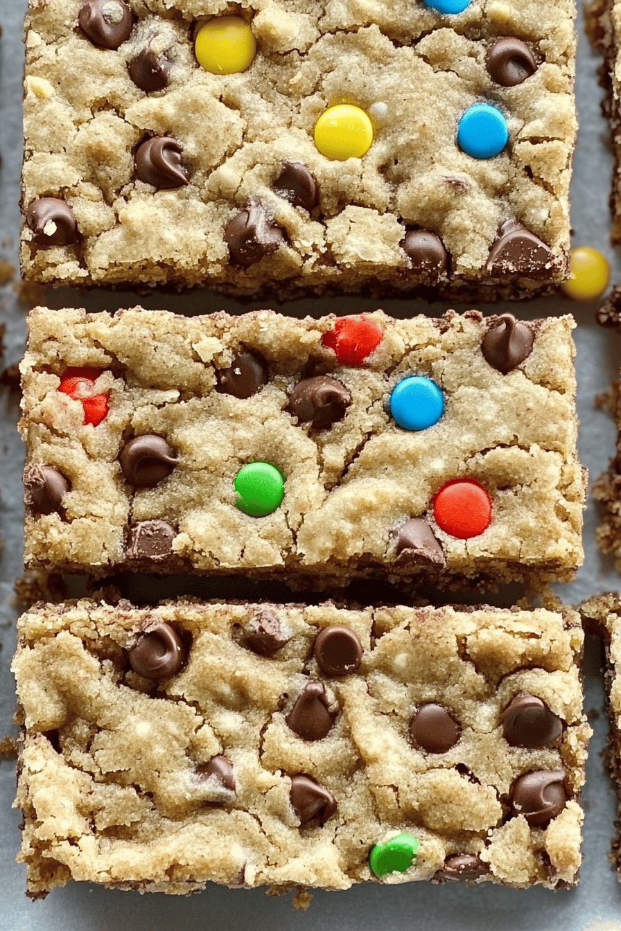 Easy Monster Cookie Bars Recipe Final Dish Presentation