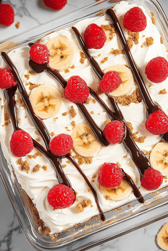 Easy No-Bake Banana Split Icebox Cake