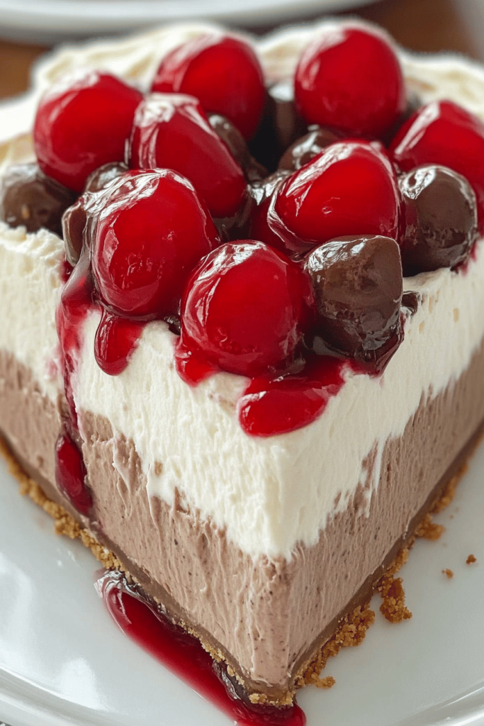 Easy No-Bake Black Forest Cheesecake Pie