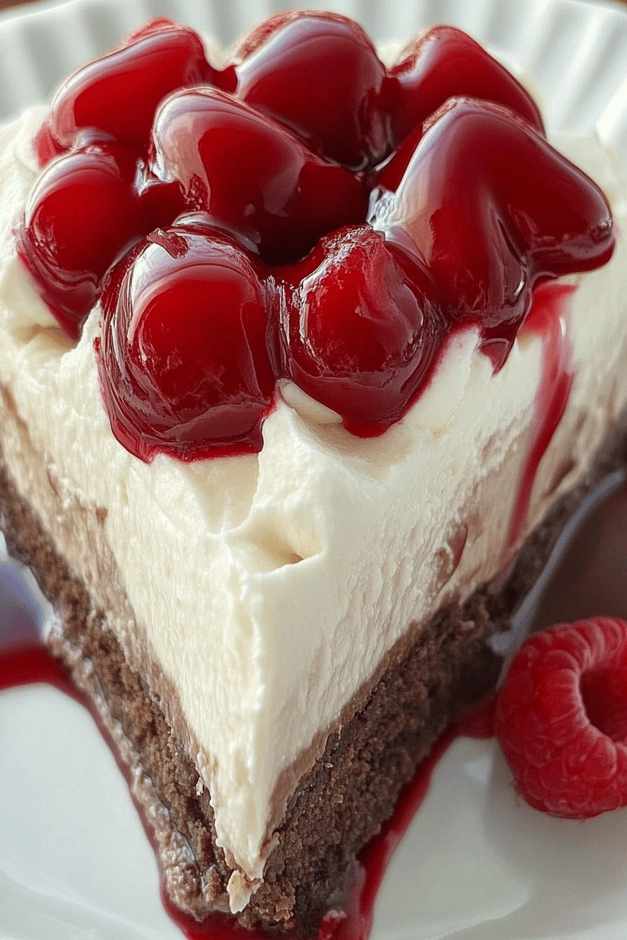 Easy No-Bake Black Forest Cheesecake Pie Final Dish Presentation