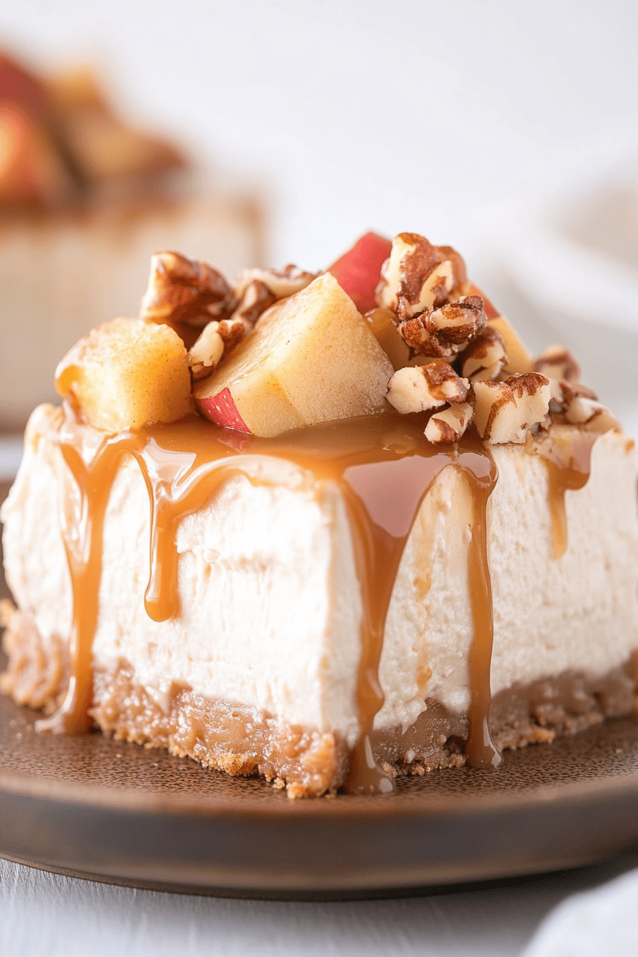 Easy No-Bake Caramel Apple Cheesecake Recipe Final Dish Presentation