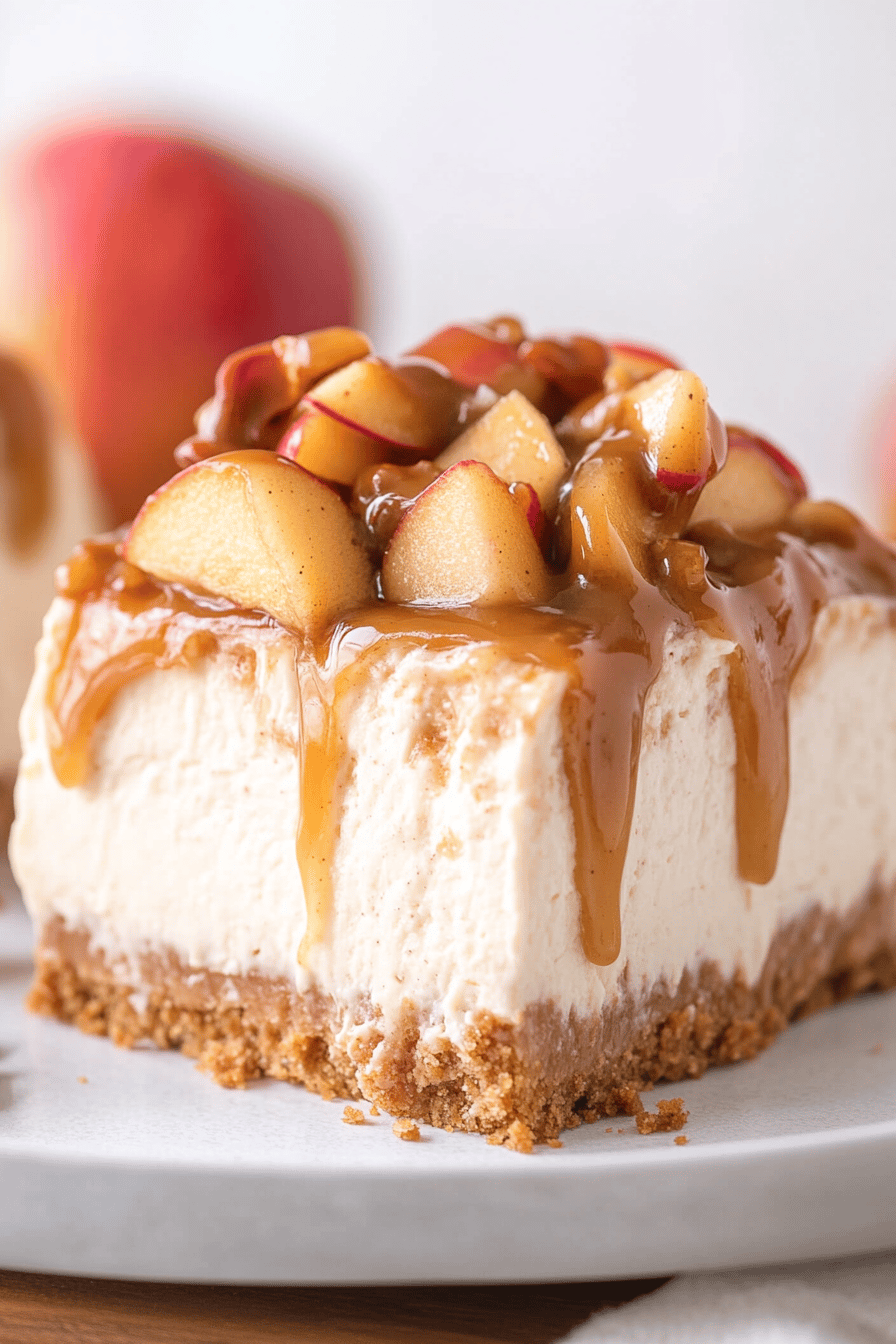 Easy No-Bake Caramel Apple Cheesecake Recipe Final Dish Presentation