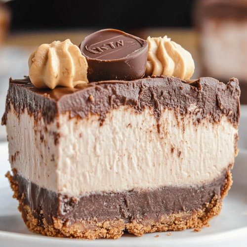 Easy No-Bake Chocolate Peanut Butter Cheesecake Pie