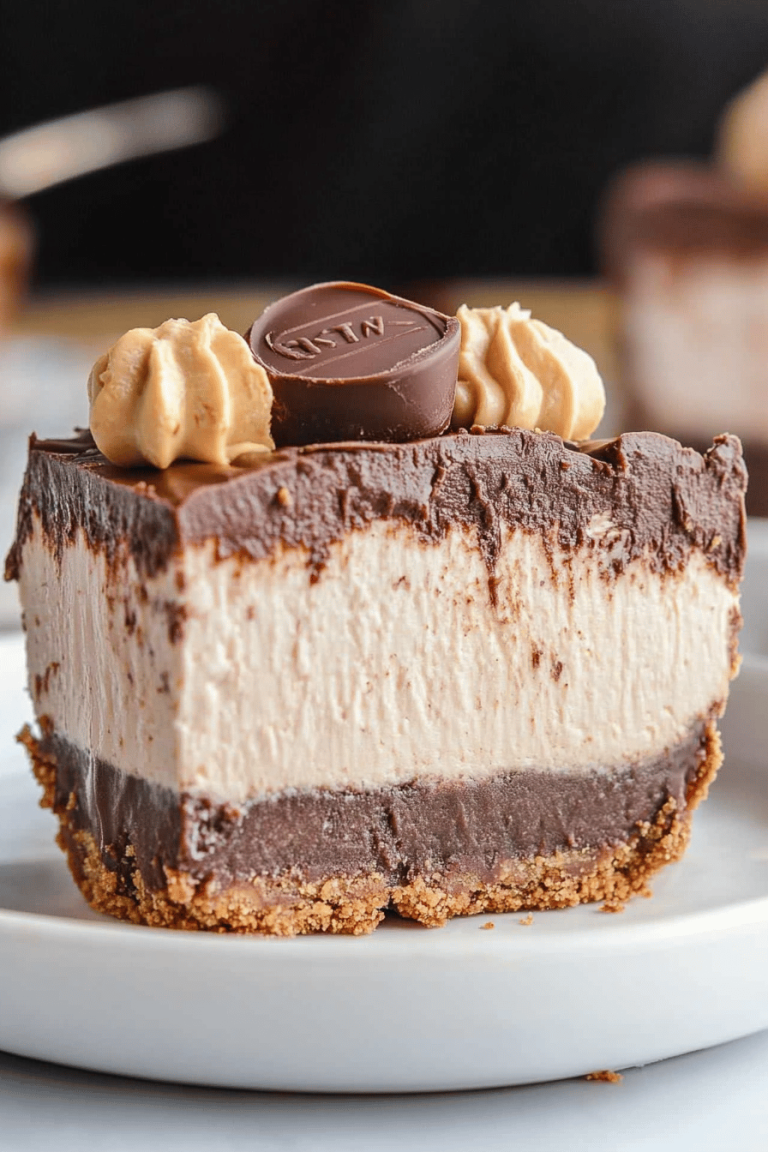 Easy No-Bake Chocolate Peanut Butter Cheesecake Pie