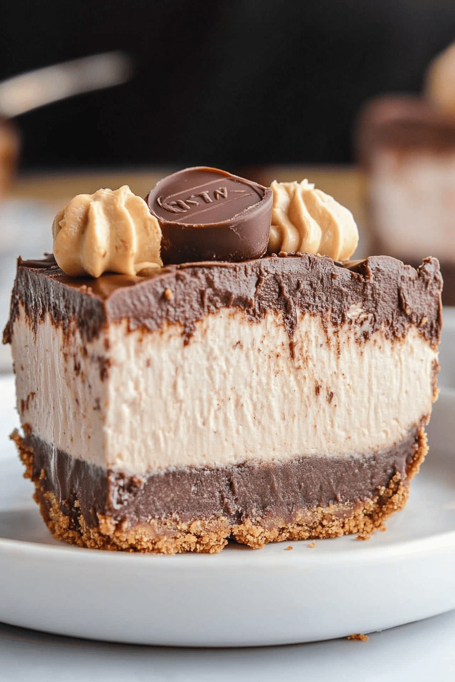 Easy No-Bake Chocolate Peanut Butter Cheesecake Pie