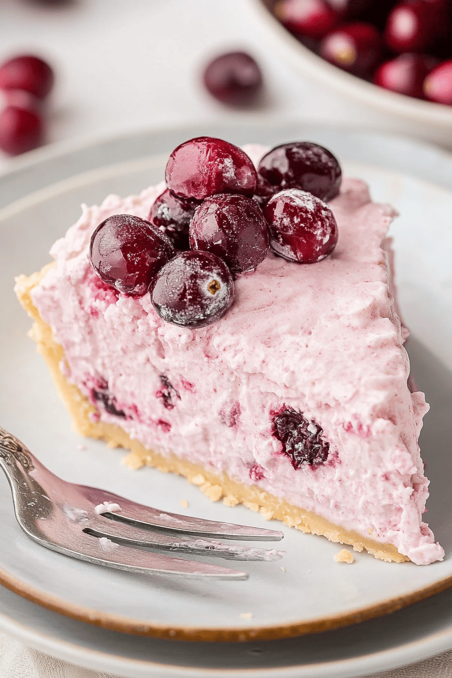 Easy No-Bake Cranberry Fluff Pie Recipe Final Dish Presentation