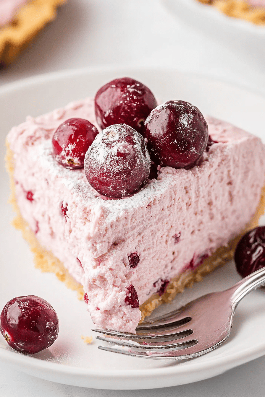 Easy No-Bake Cranberry Fluff Pie Recipe Final Dish Presentation