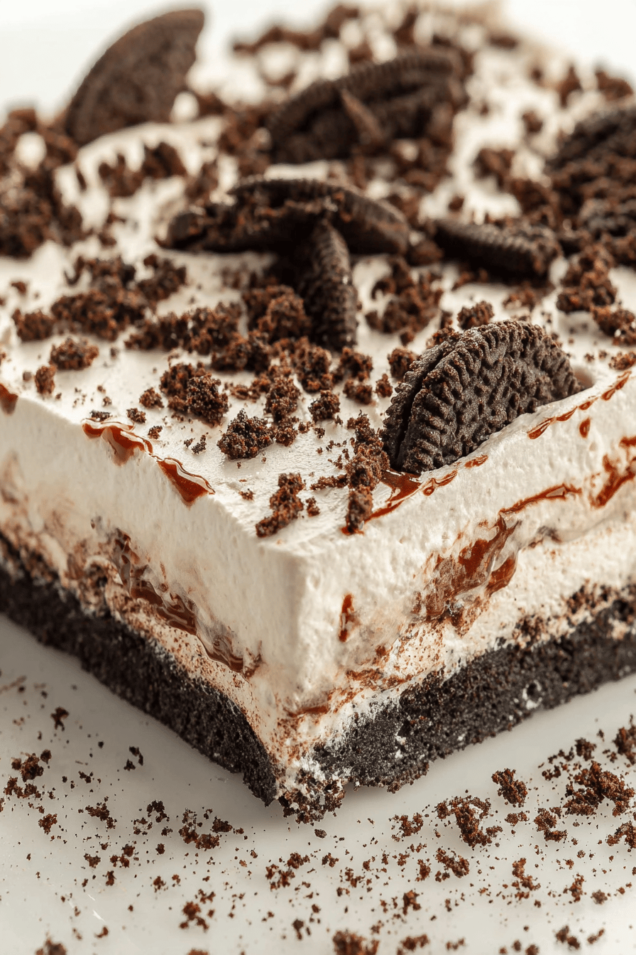 Easy No-Bake Oreo Lush Dessert Final Dish Presentation
