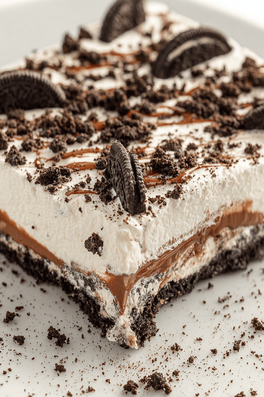 Easy No-Bake Oreo Lush Dessert Final Dish Presentation