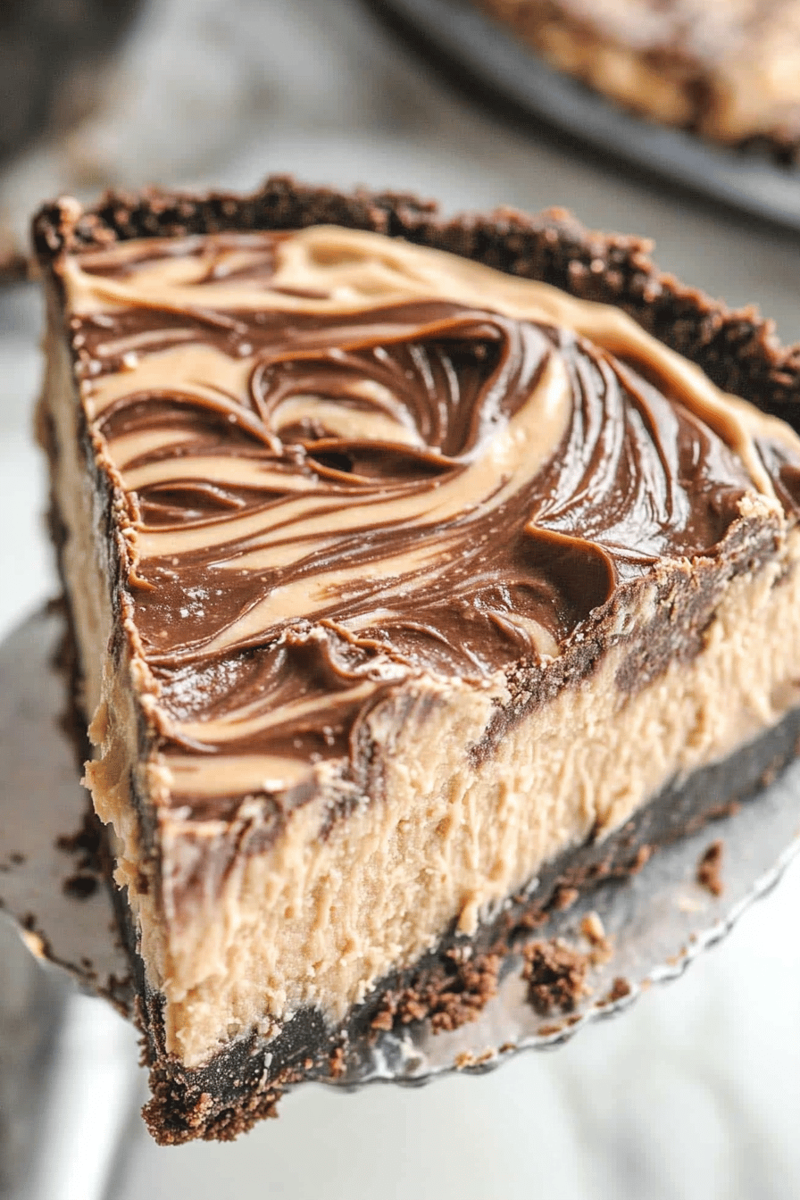 Easy No-Bake Peanut Butter Fudge Pie Final Dish Presentation