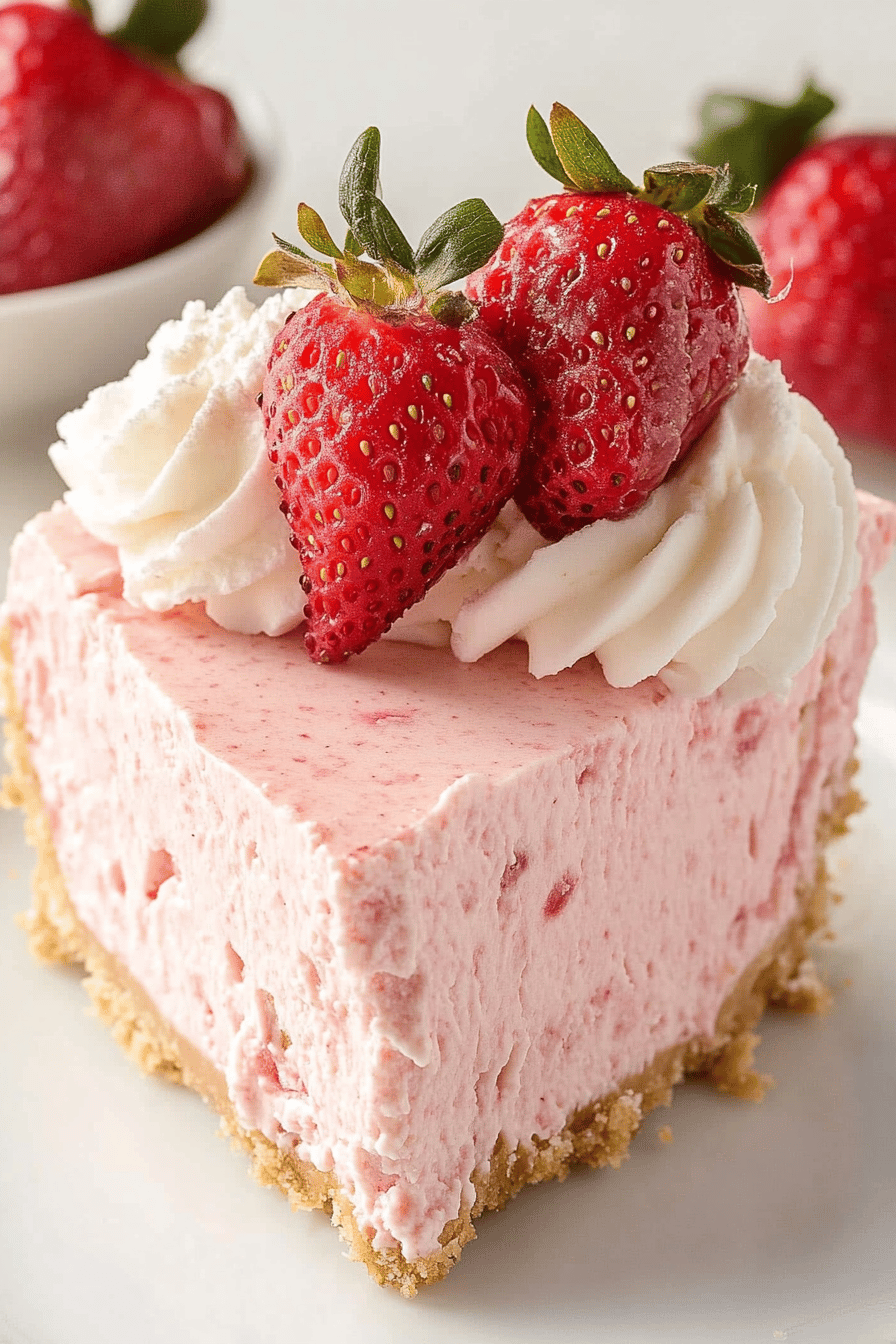 Easy No-Bake Strawberry Cheesecake Recipe Final Dish Presentation