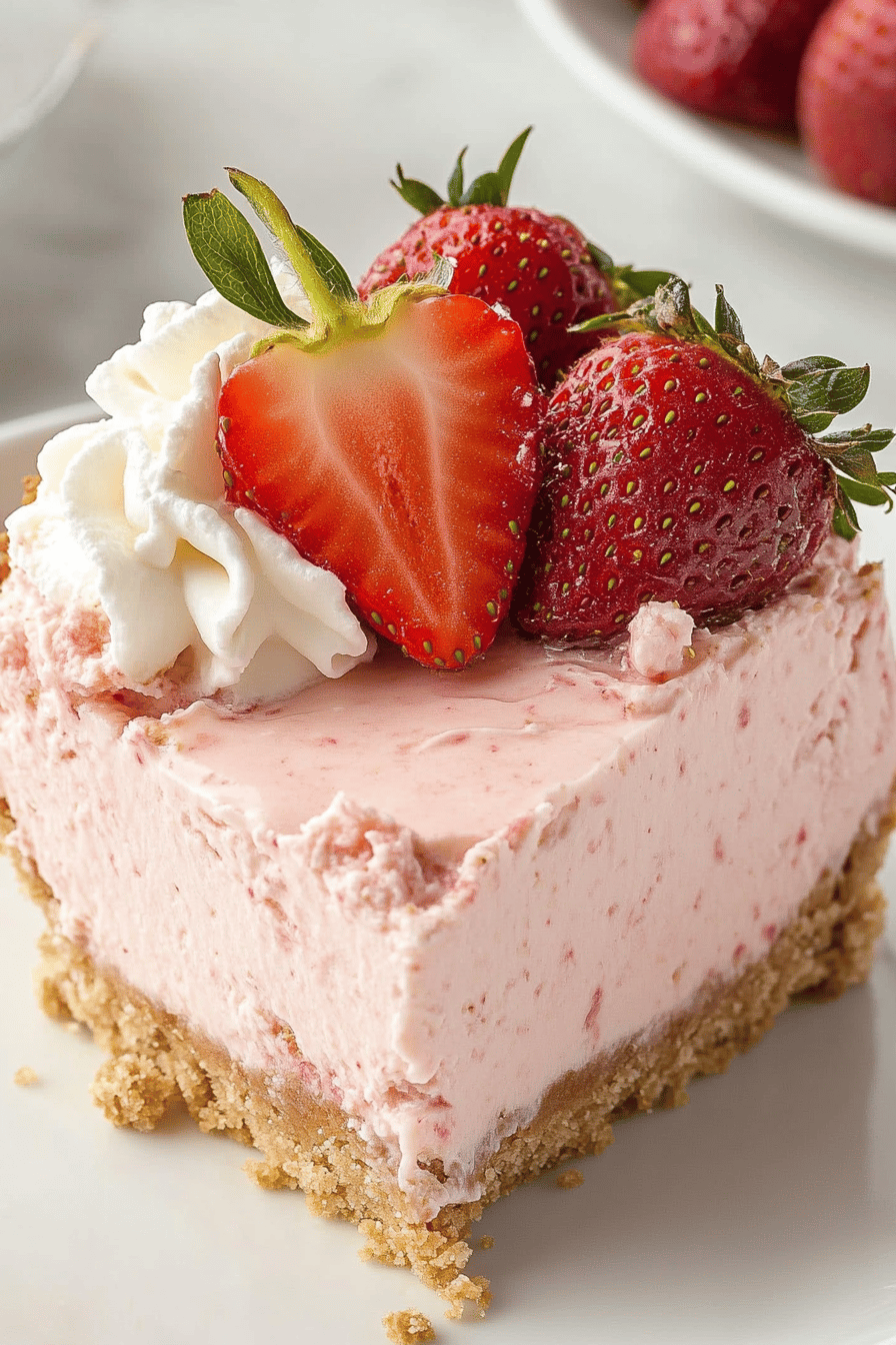 Easy No-Bake Strawberry Cheesecake Recipe Final Dish Presentation