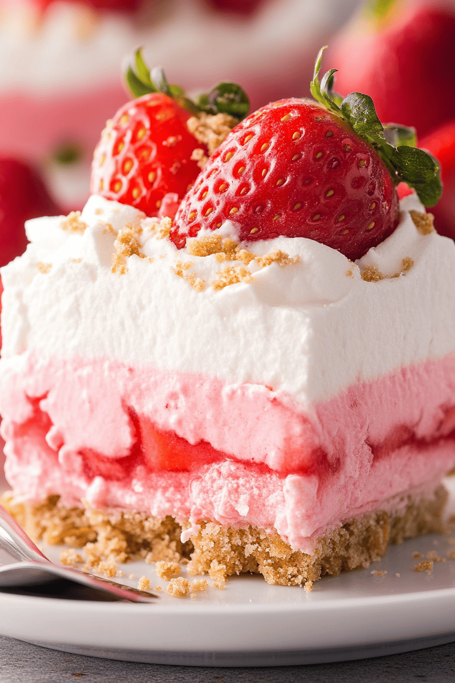 Easy No-Bake Strawberry Lush Recipe Final Dish Presentation