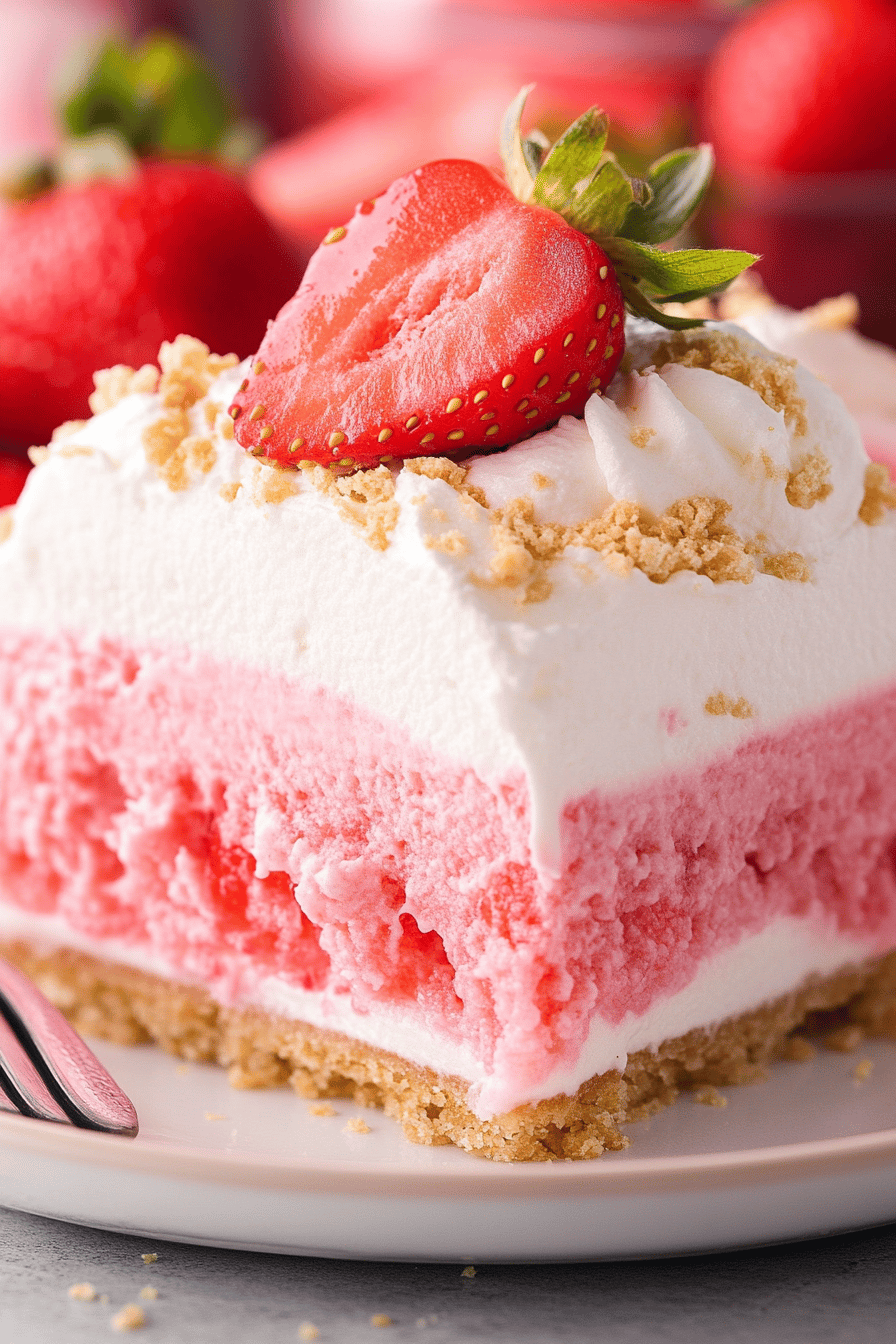 Easy No-Bake Strawberry Lush Recipe Final Dish Presentation