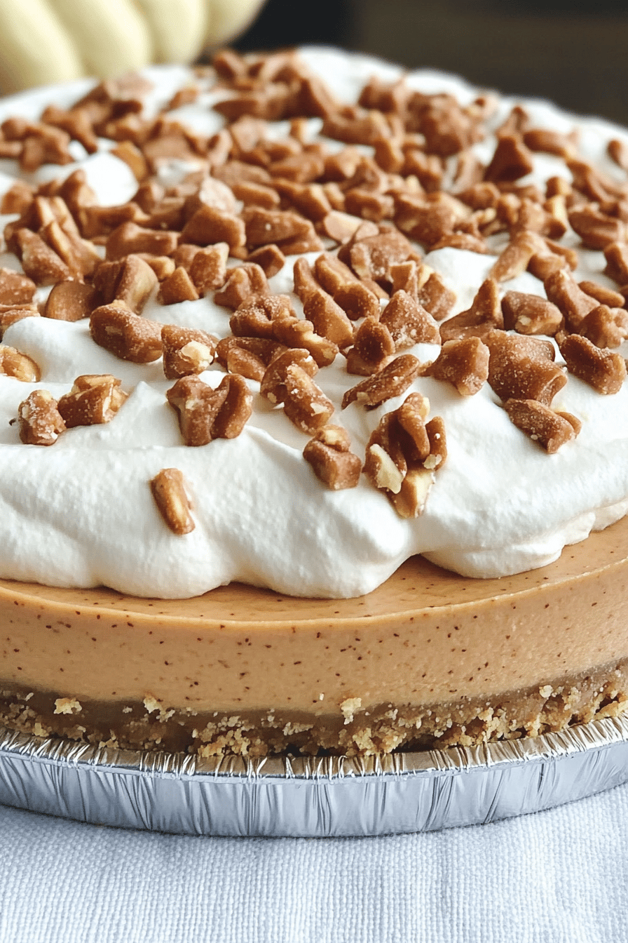 Easy No-Bake Triple Layer Pumpkin Pie Final Dish Presentation