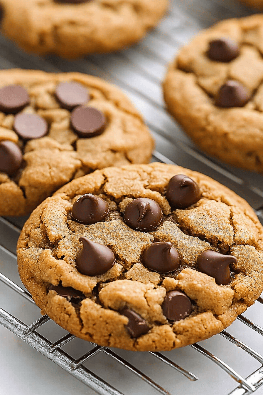 Easy No-Flour Peanut Butter Chocolate Chip Cookies Final Dish Presentation