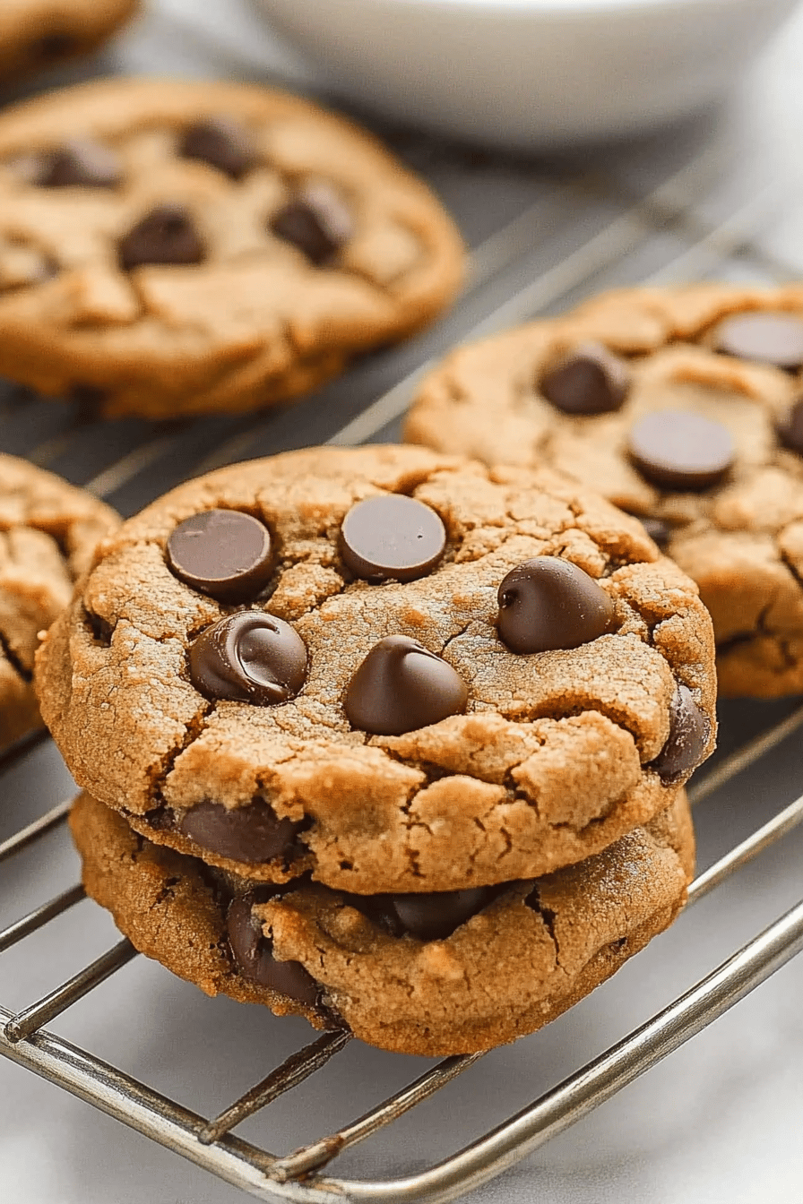 Easy No-Flour Peanut Butter Chocolate Chip Cookies Final Dish Presentation