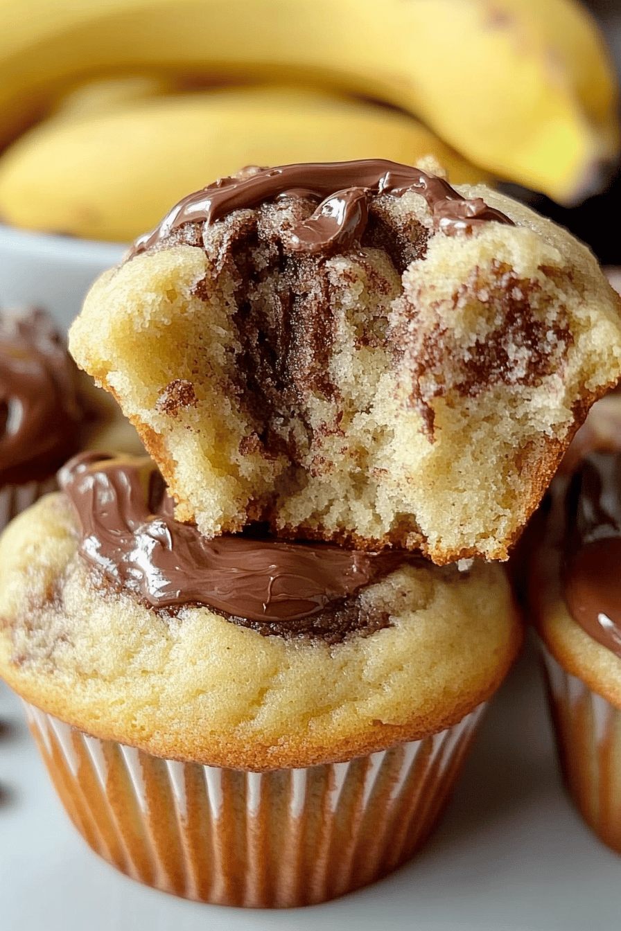 Easy Nutella Swirl Banana Muffins Final Dish Presentation