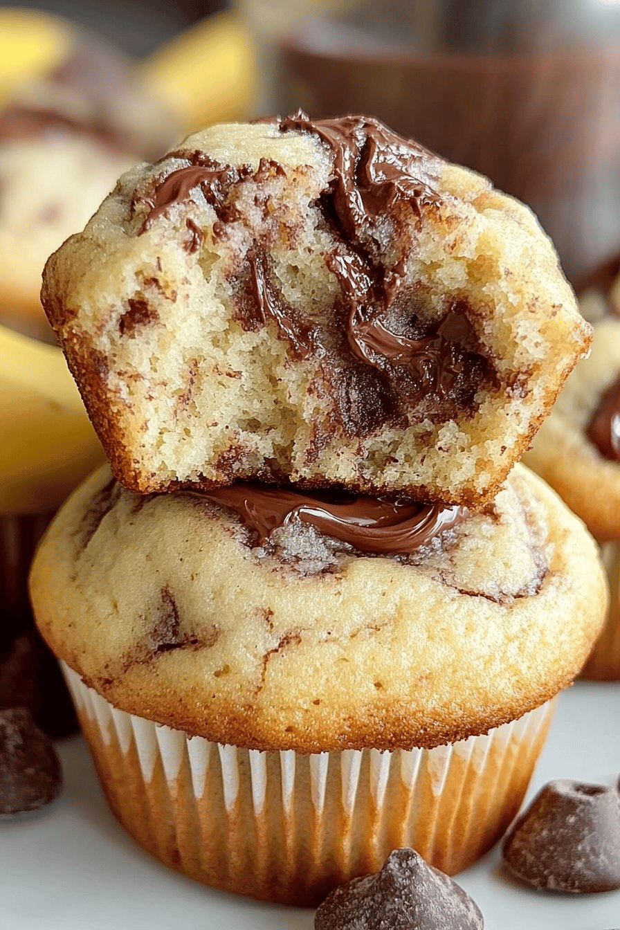Easy Nutella Swirl Banana Muffins Final Dish Presentation