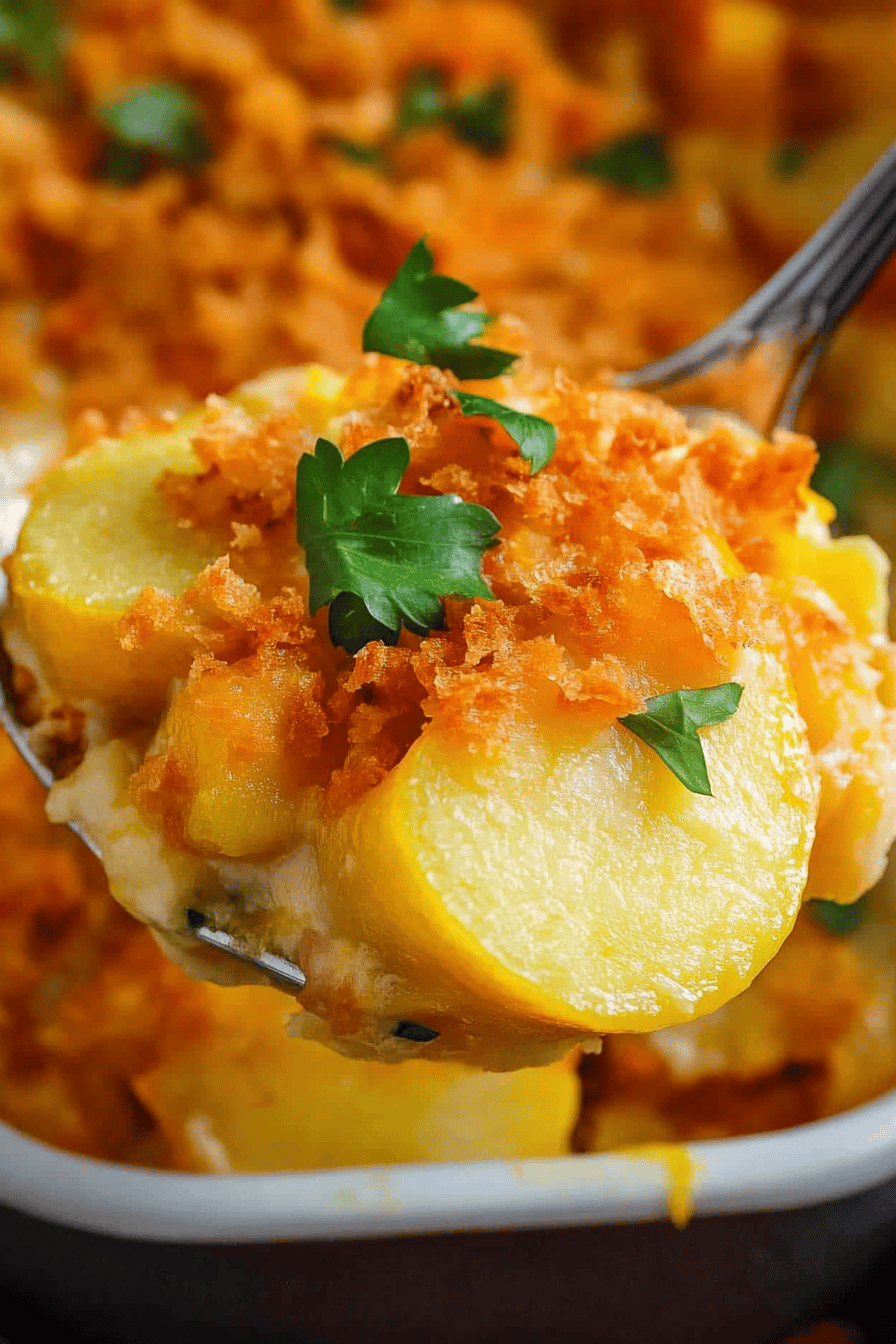 Easy Old-Fashioned Squash Casserole Recipe Final Dish Presentation