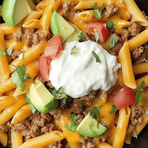 Easy One-Pan Beef Taco Pasta Skillet Recipe