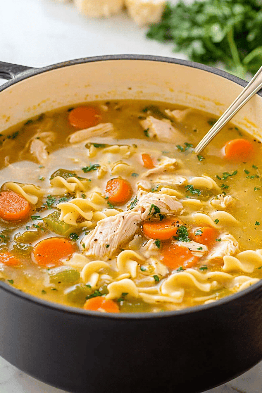 Easy One-Pot Chicken Noodle Soup Recipe Final Dish Presentation