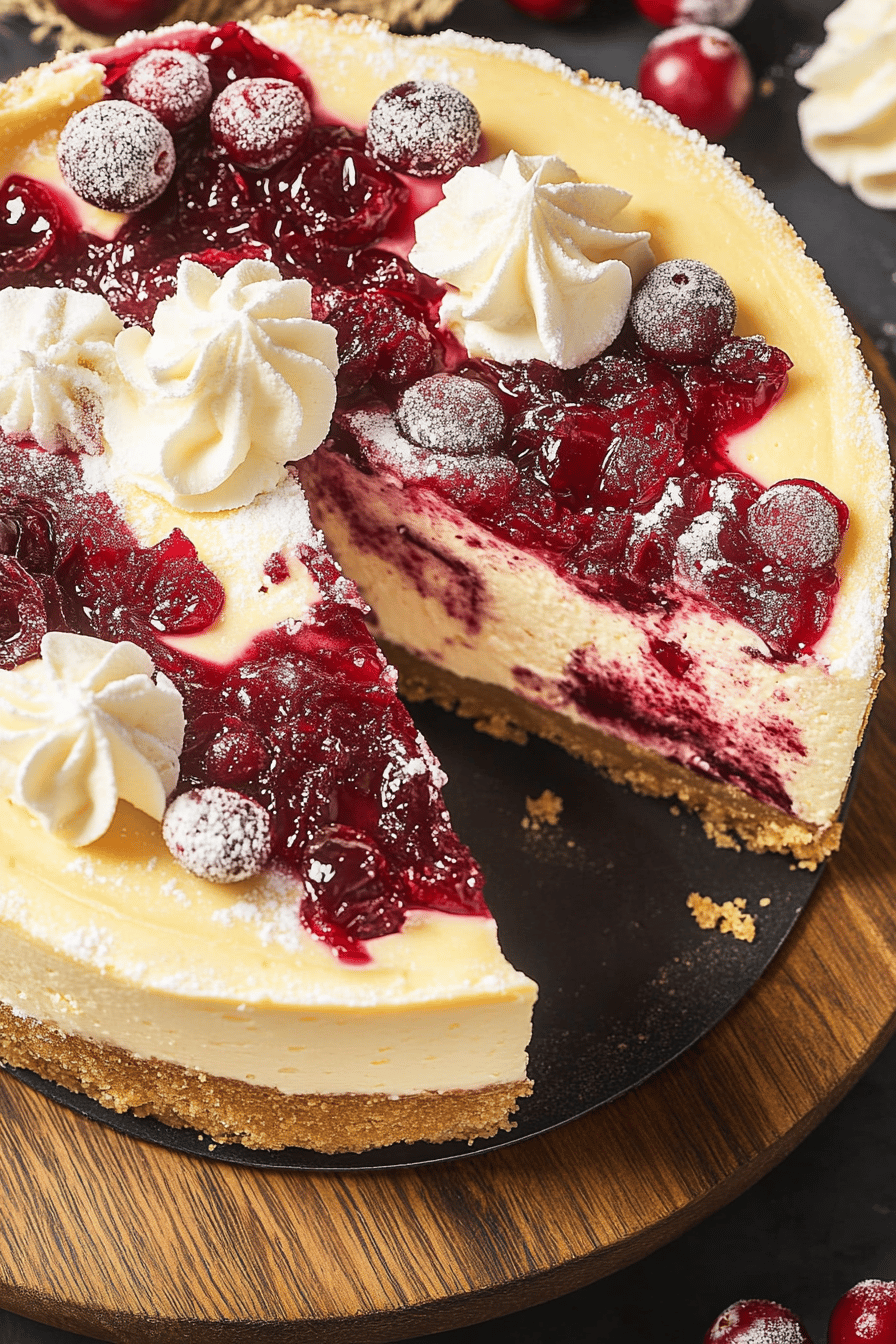 Easy Orange Cranberry Cheesecake Recipe Final Dish Presentation