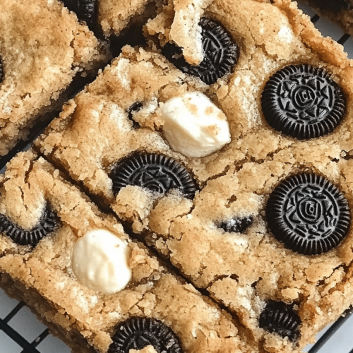Easy Oreo Cookies & Cream Blondie Bars