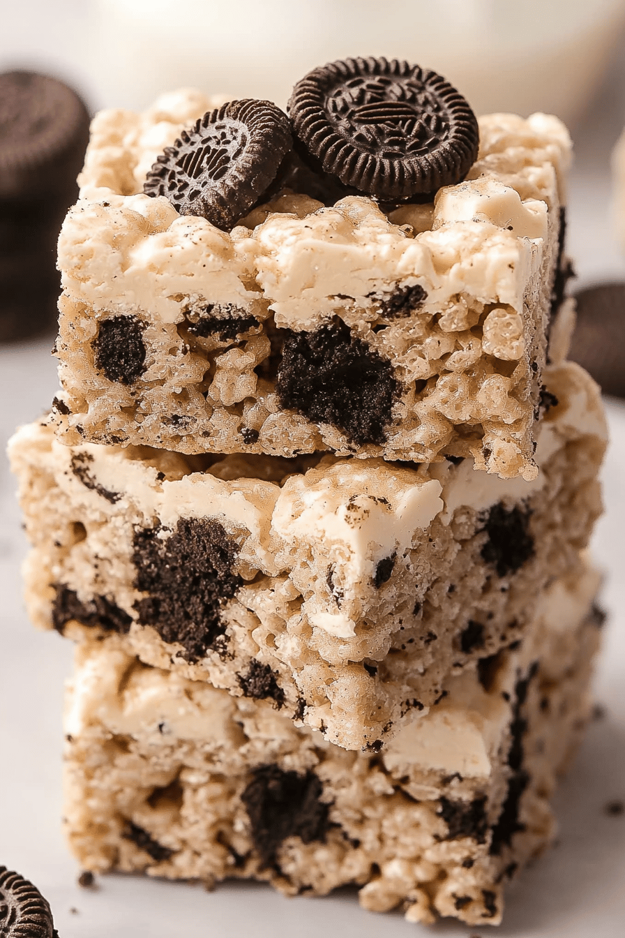 Easy Oreo Rice Krispie Treats Recipe Final Dish Presentation