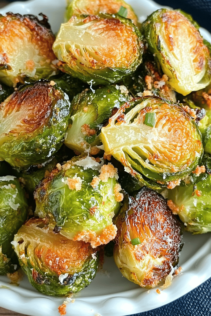 Easy Oven-Roasted Parmesan Brussels Sprouts Recipe Final Dish Presentation