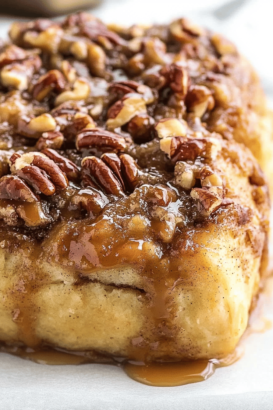Easy Overnight Caramel Pecan Cinnamon Rolls Final Dish Presentation