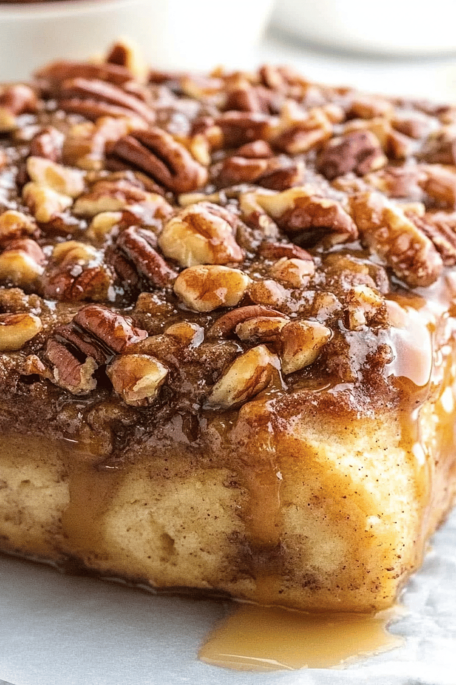 Easy Overnight Caramel Pecan Cinnamon Rolls Final Dish Presentation