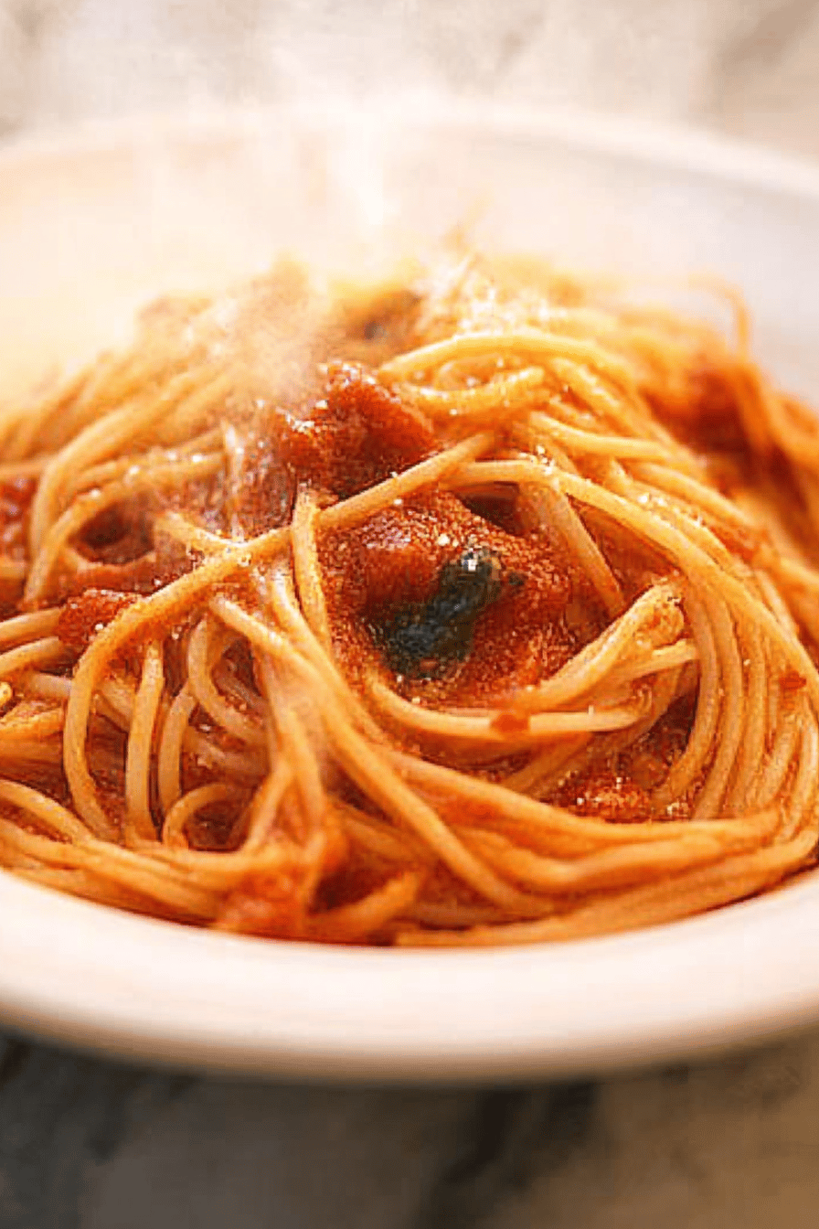 Easy Pasta Puttanesca Recipe Final Dish Presentation
