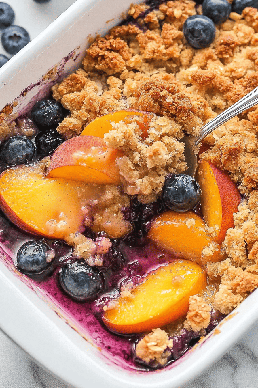 Easy Peach Blueberry Crisp Recipe Final Dish Presentation