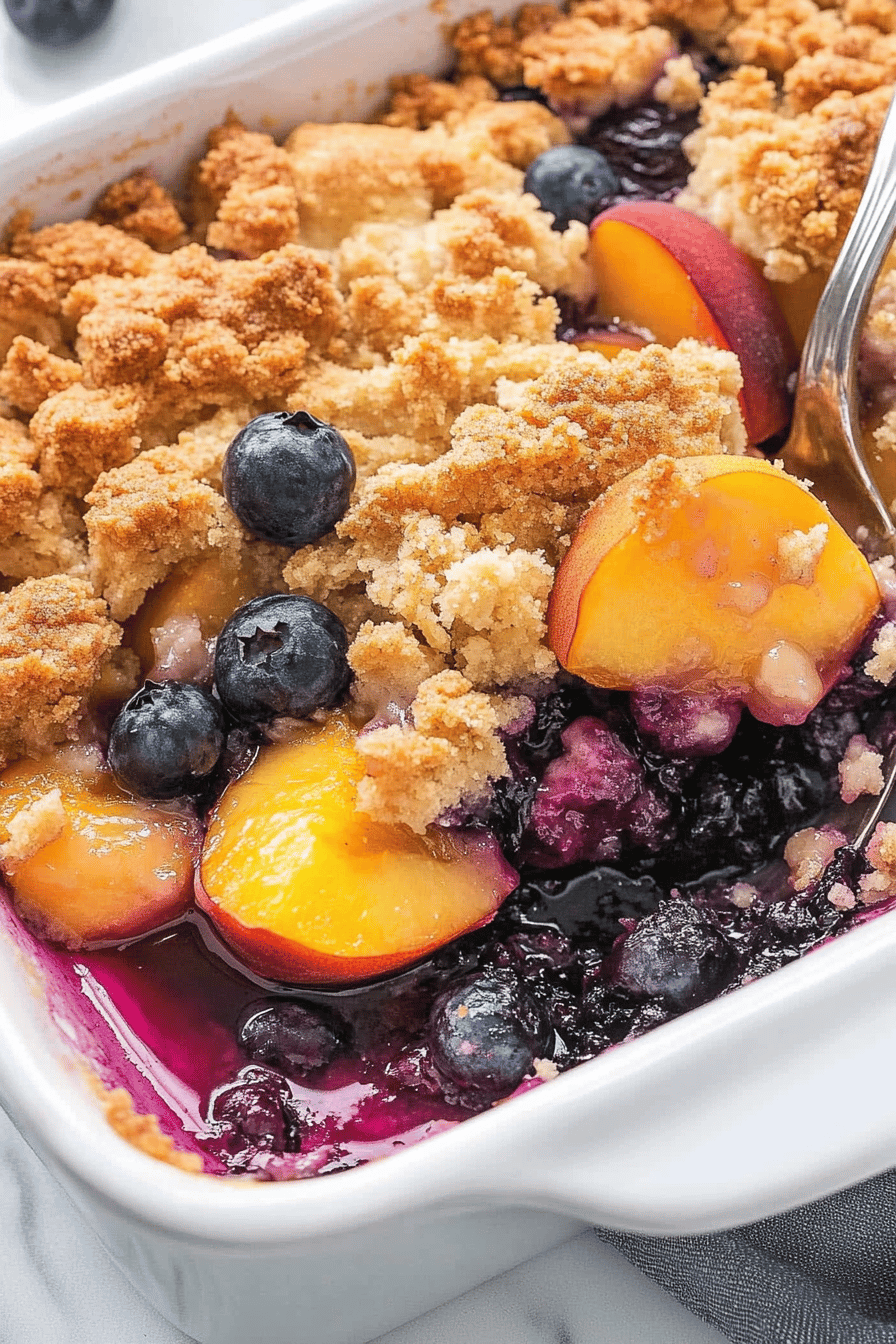 Easy Peach Blueberry Crisp Recipe Final Dish Presentation