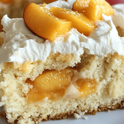 Easy Peaches and Cream Poke Cake