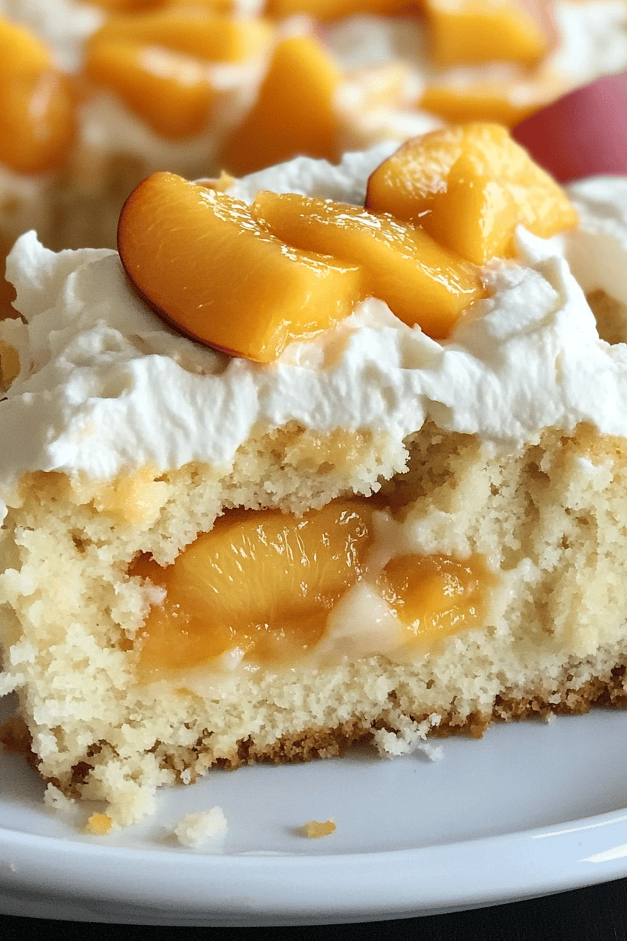 Easy Peaches and Cream Poke Cake