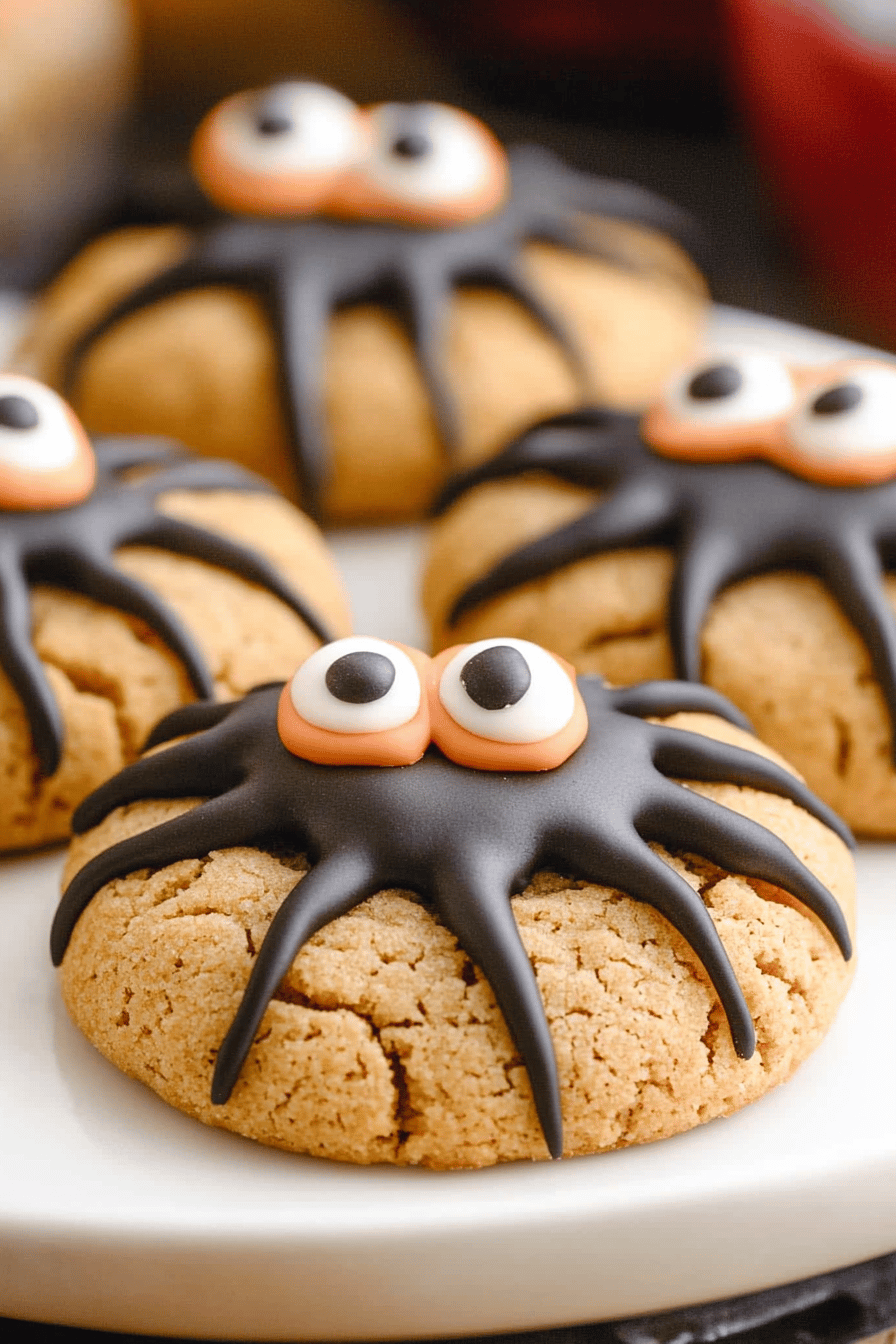 Easy Peanut Butter Spider Cookies Recipe Final Dish Presentation
