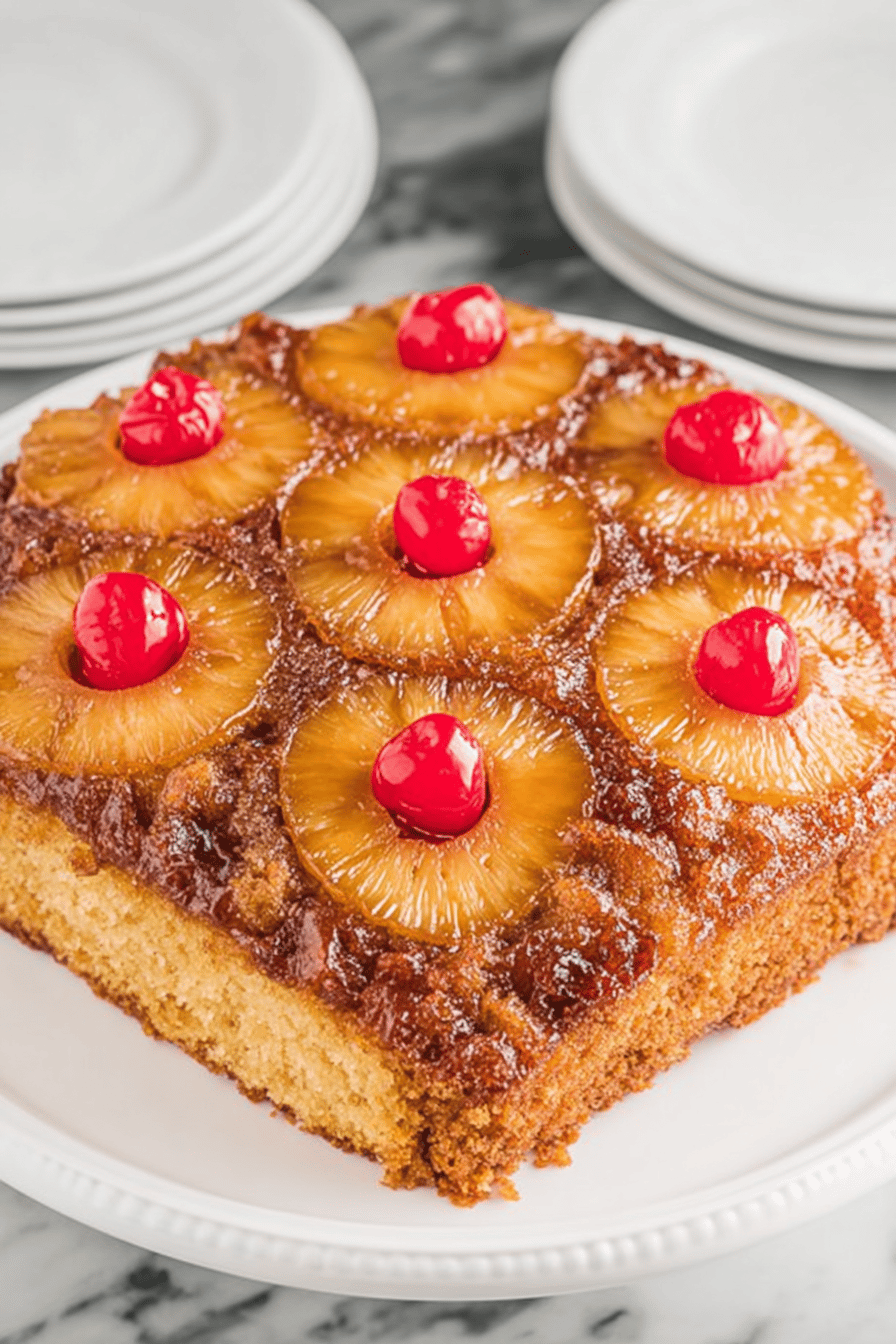 Easy Pineapple Upside-Down Cake Recipe Final Dish Presentation