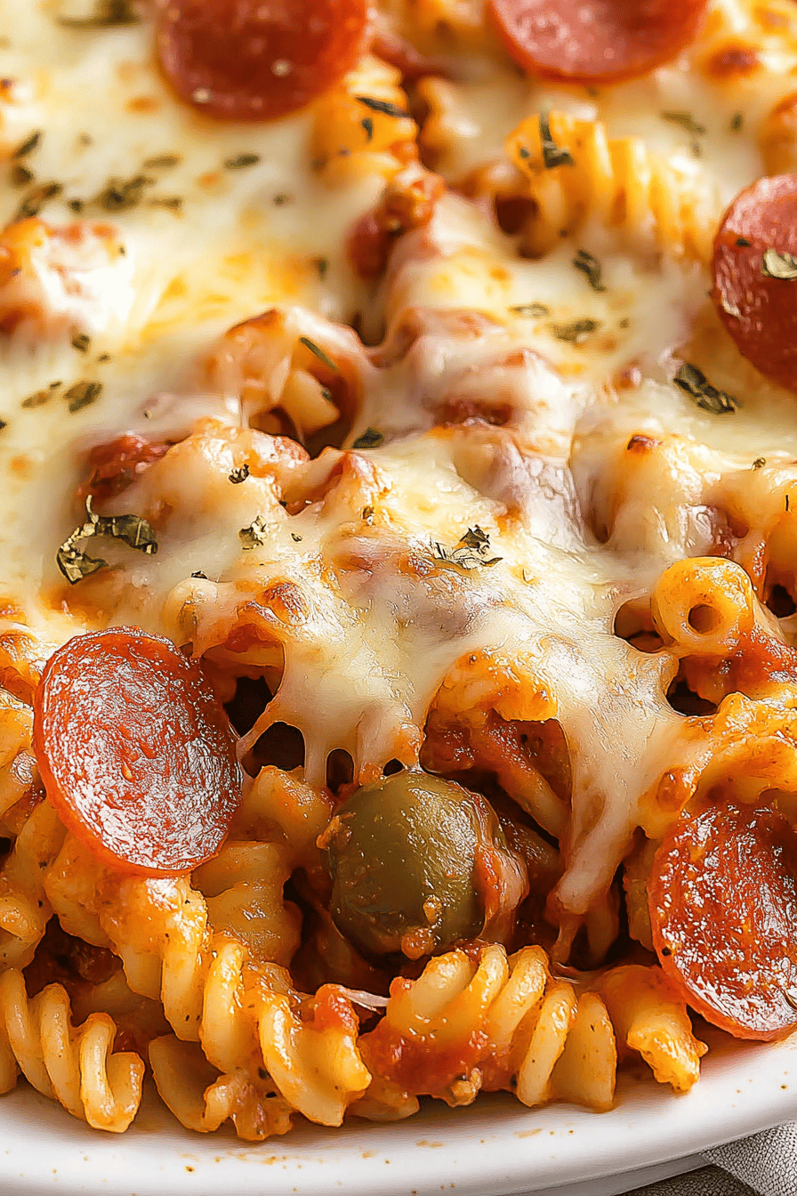 Easy Pizza Pasta Casserole Recipe Final Dish Presentation